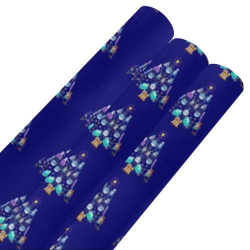 Oh Chemist Tree, Oh Chemistry, Science Christmas on Blue Gift Wrapping Paper 58"x 23" (3 Rolls)