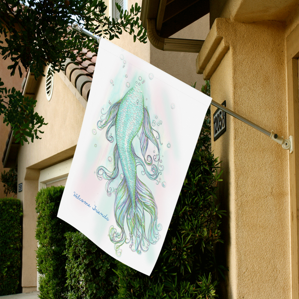 Mermaid Welcome Friends Garden Flag 28''x40'' （Without Flagpole）