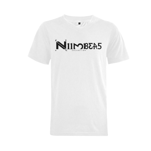 NUMBERS Collection LOGO/FLAG Black/Black/White Men's V-Neck T-shirt (USA Size) (Model T10)