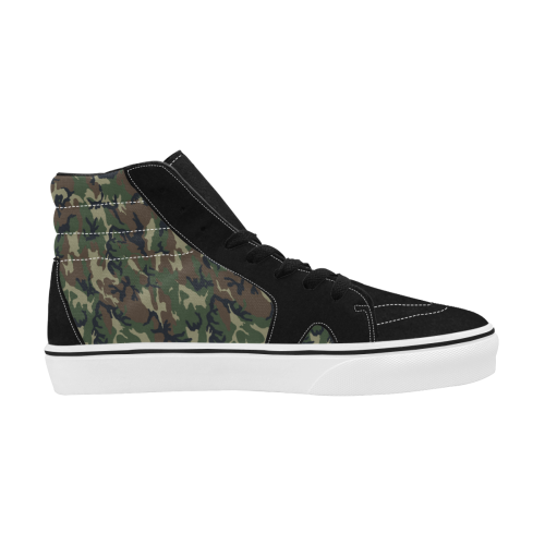 Woodland Forest Green Camouflage Women's High Top Skateboarding Shoes/Large (Model E001-1)