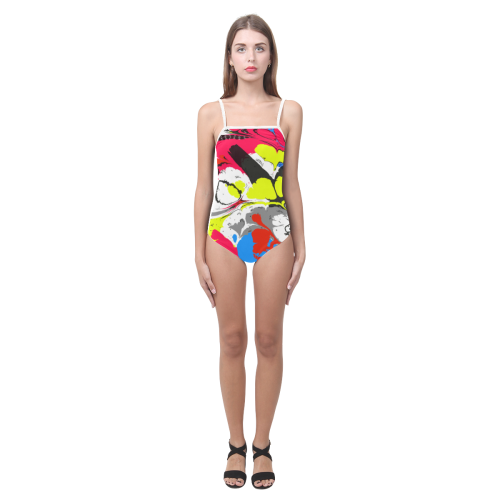 Colorful distorted shapes2 Strap Swimsuit ( Model S05)