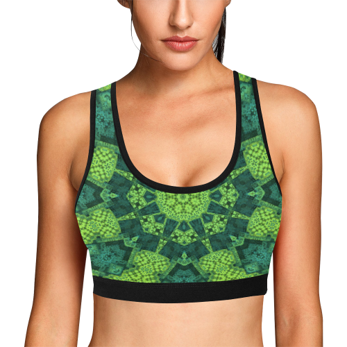 Green Theme Mandala Women's All Over Print Sports Bra (Model T52)