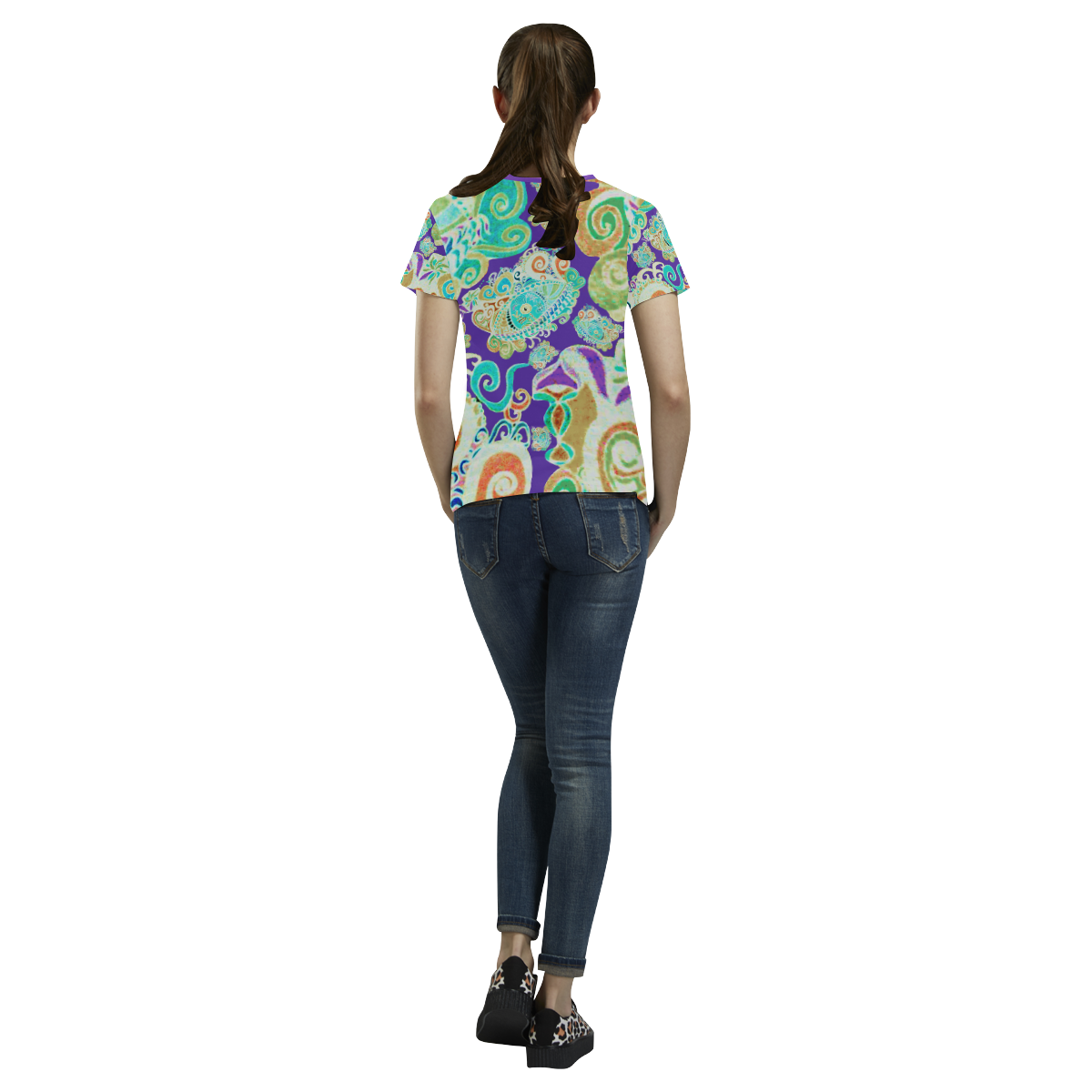 Your Paisley Blue Eyes by Aleta All Over Print T-shirt for Women/Large Size (USA Size) (Model T40)