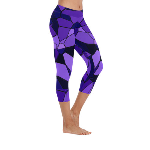 Lavender LoPoly Women's Low Rise Capri Leggings (Invisible Stitch) (Model L08)