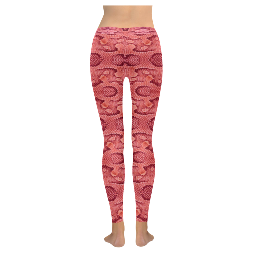pink snake Women's Low Rise Leggings (Invisible Stitch) (Model L05)