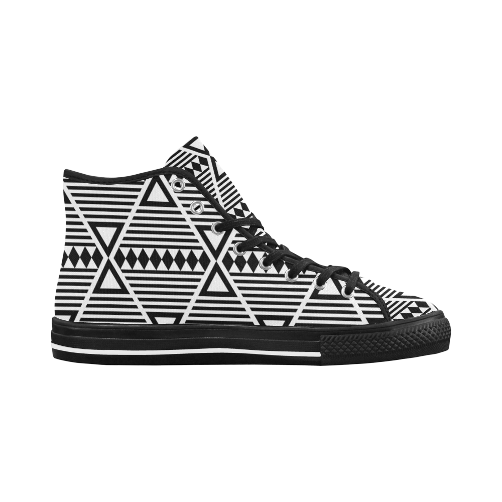Black Aztec Tribal Vancouver H Women's Canvas Shoes (1013-1)