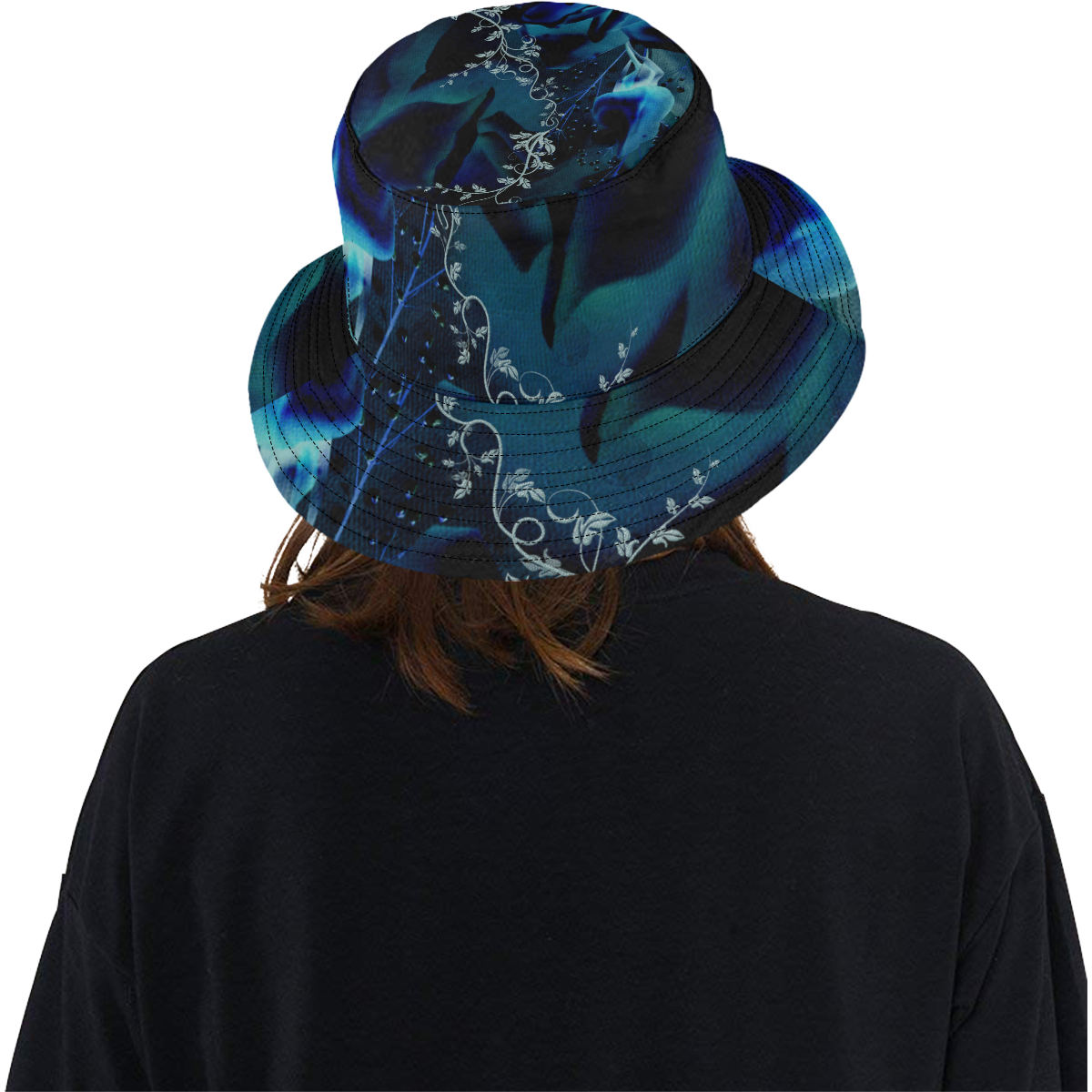Floral design, blue colors All Over Print Bucket Hat