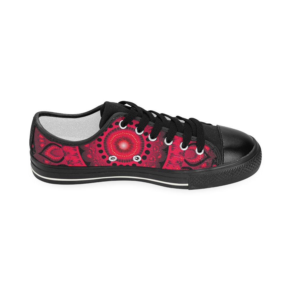 mandala 1 red black low canvas womens Women's Classic Canvas Shoes (Model 018)