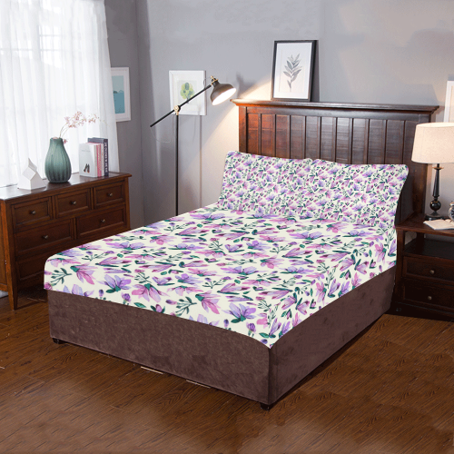 Lovely Watercolored Springflowers 3-Piece Bedding Set
