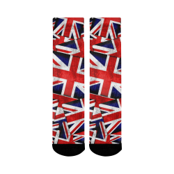 Union Jack British UK Flag Mid-Calf Socks (Black Sole)
