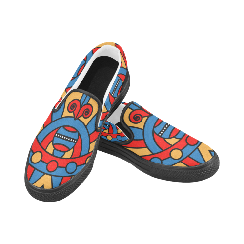 Aztec Maasai Lion Tribal Men's Unusual Slip-on Canvas Shoes (Model 019)