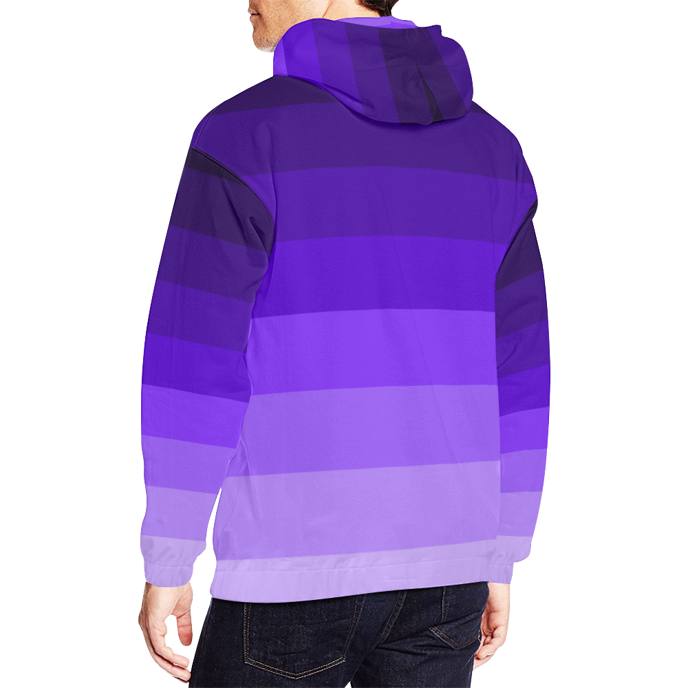 Purple stripes All Over Print Hoodie for Men/Large Size (USA Size) (Model H13)