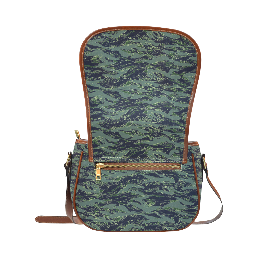 Jungle Tiger Stripe Green Camouflage Saddle Bag/Small (Model 1649) Full Customization