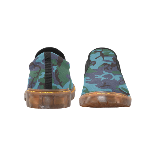 camouflage blue Martin Women's Slip-On Loafer/Large Size (Model 12031)