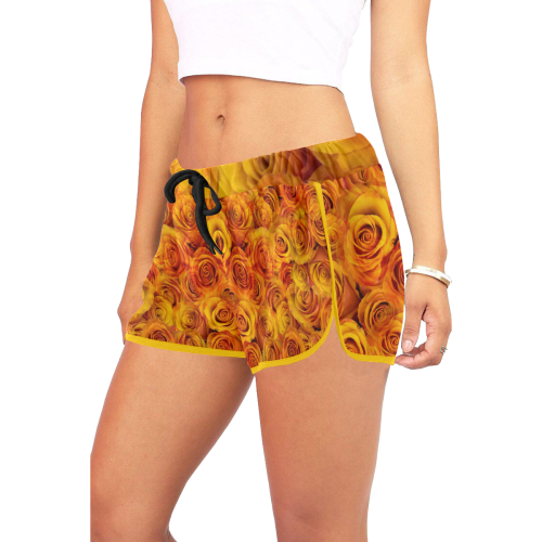 Grenadier Tangerine Roses Women's All Over Print Relaxed Shorts (Model L19)