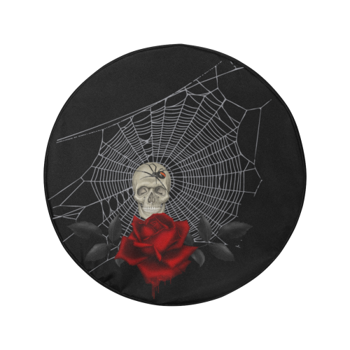 Gothic Skull, Spider And Spider Web 34 Inch Spare Tire Cover