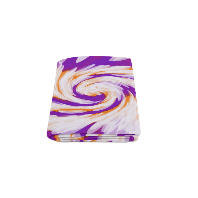 Purple Orange Tie Dye Swirl Abstract Blanket 50"x60"