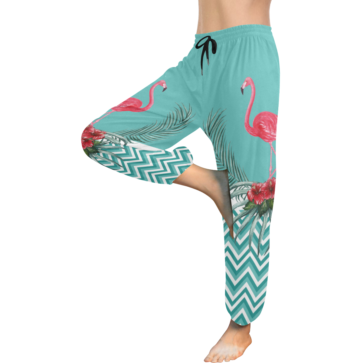 Retro Flamingo Chevron Women's All Over Print Harem Pants (Model L18)