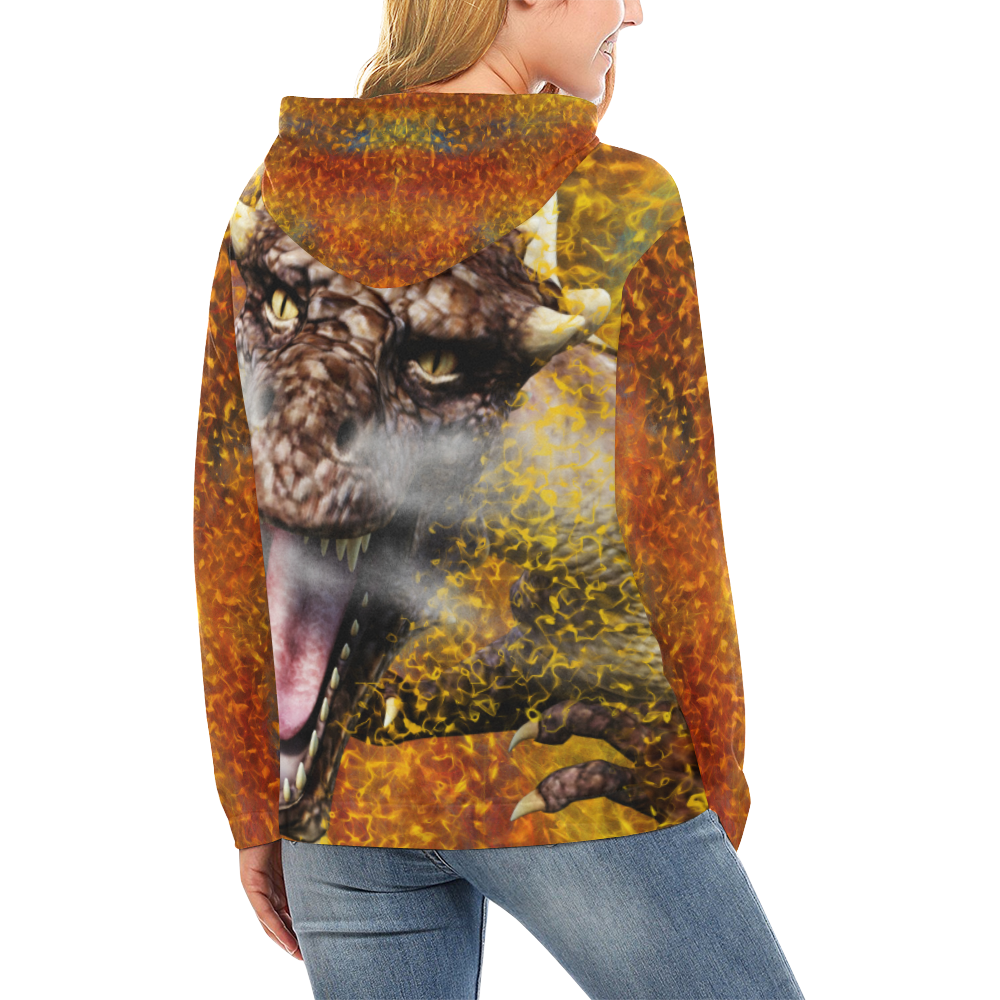 Dragonfire All Over Print Hoodie for Women (USA Size) (Model H13)