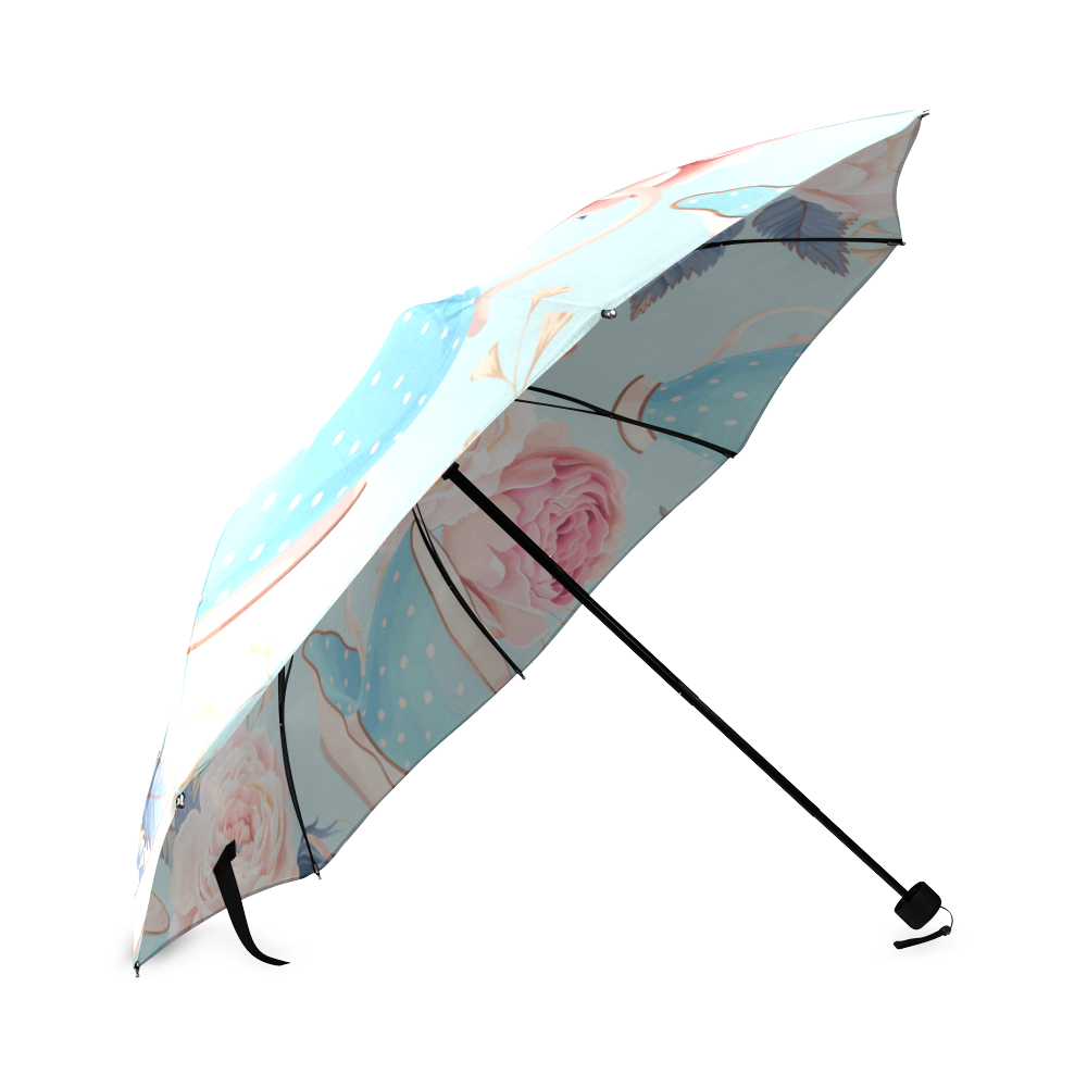 Blue Tea Pots Foldable Umbrella (Model U01)