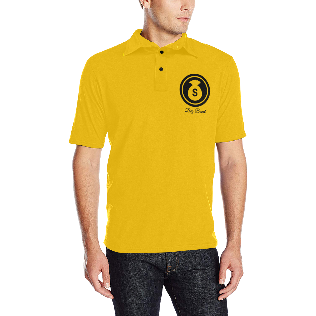 yellow Polo Bag Brand Men's All Over Print Polo Shirt (Model T55)