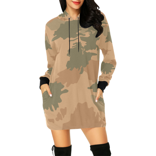 Desert camouflage style All Over Print Hoodie Mini Dress (Model H27)