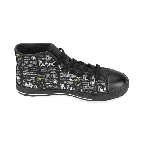 Band Logo Pattern High Top Canvas Shoes for Kid (Model 017)