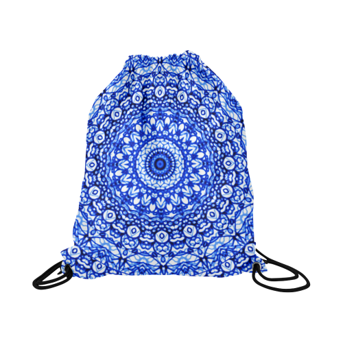 Blue Mandala Mehndi Style G403 Large Drawstring Bag Model 1604 (Twin Sides)  16.5"(W) * 19.3"(H)