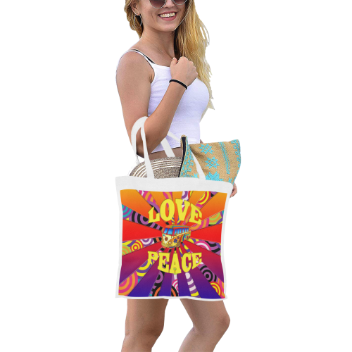 Boho Love and Peace Canvas Tote Bag/Small (Model 1700)
