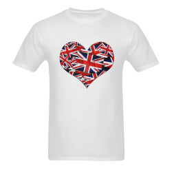 Union Jack British UK Flag Heart Men's T-Shirt in USA Size (Two Sides Printing)