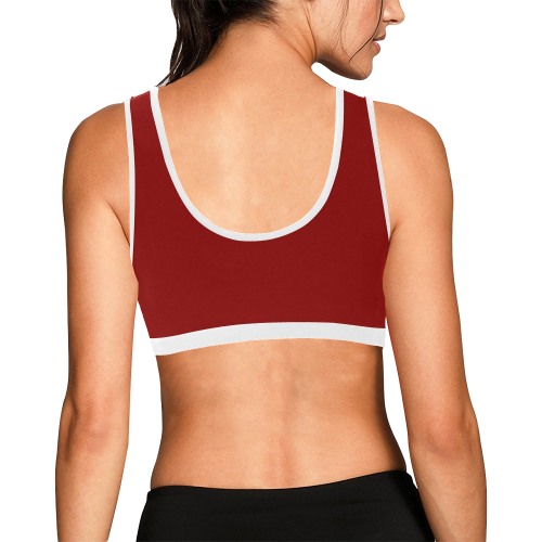 color dark red Women's All Over Print Sports Bra (Model T52)