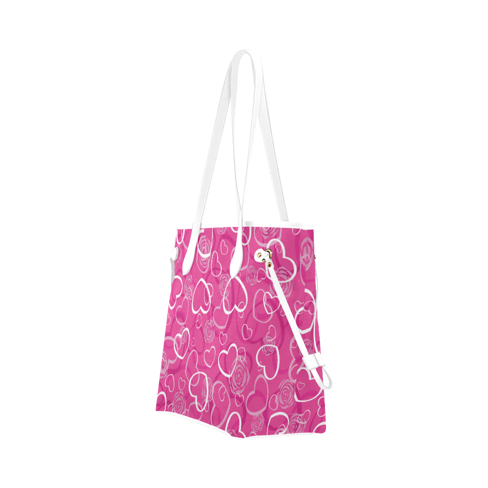 Pink Hearts Clover Canvas Tote Bag (Model 1661)
