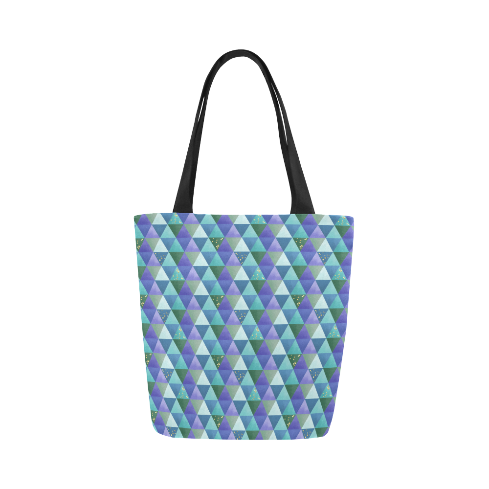 Triangle Pattern - Blue Violet Teal Green Canvas Tote Bag (Model 1657)