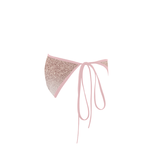 Rose Gold Glitter Ombre Pink White Custom Bikini Swimsuit Bottom