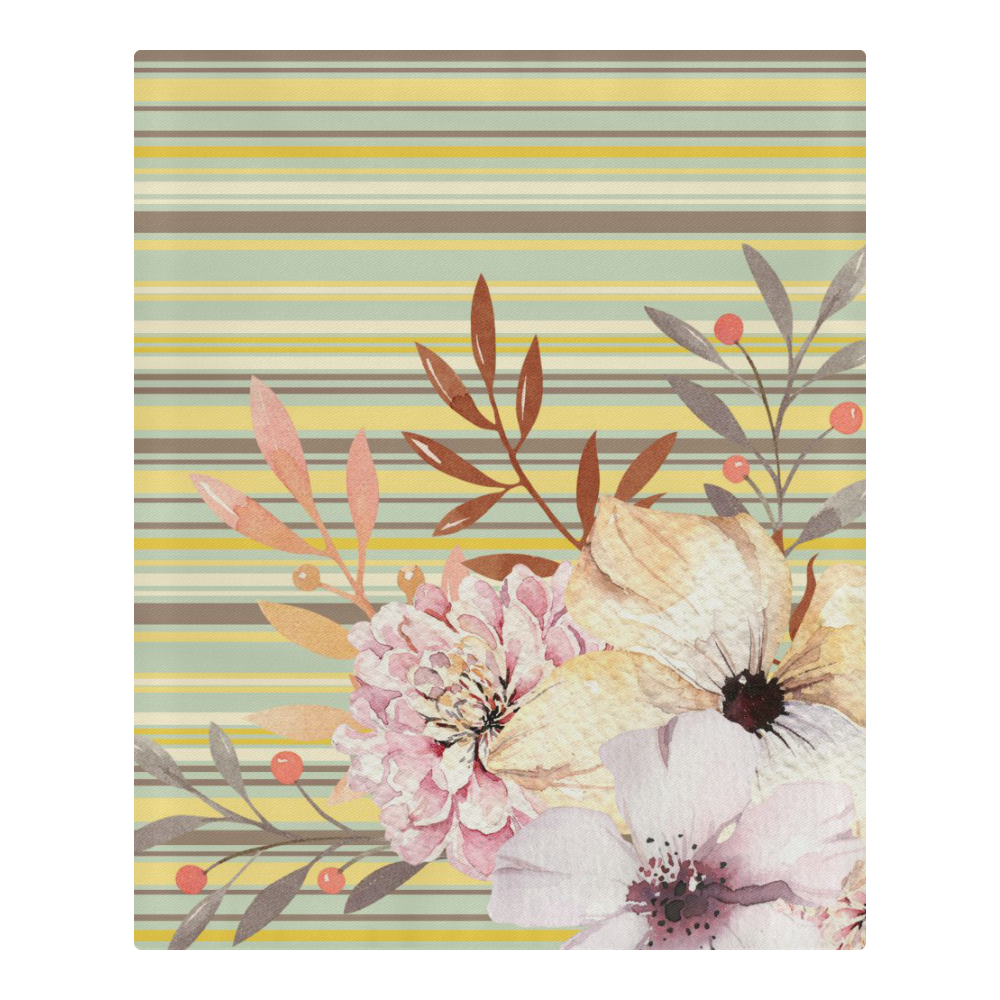 Spring Flowers on Stripes 3-Piece Bedding Set