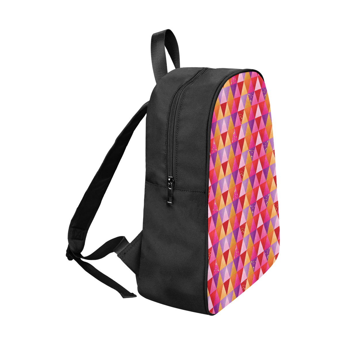 Triangle Pattern - Red Purple Pink Orange Yellow Fabric School Backpack (Model 1682) (Large)