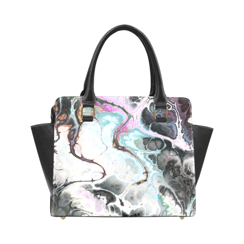 Colorful Marble Design Rivet Shoulder Handbag (Model 1645)