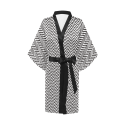 Black & White Chevron Kimono Robe