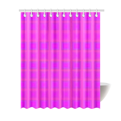 Pink golden multicolored multiple squares Shower Curtain 69"x84"