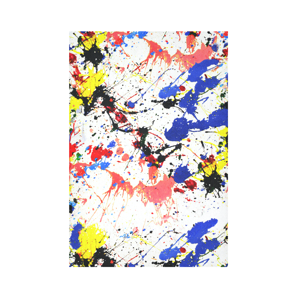 Blue and Red Paint Splatter Cotton Linen Wall Tapestry 60"x 90"