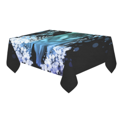Awesome wolf with flowers Cotton Linen Tablecloth 60" x 90"