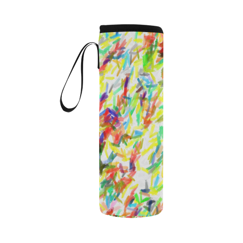 Colorful brush strokes Neoprene Water Bottle Pouch/Large