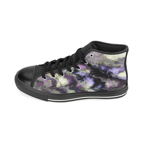 Purple marble High Top Canvas Shoes for Kid (Model 017)