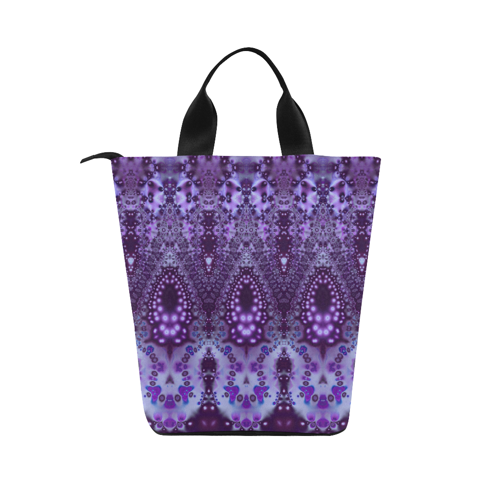 Purple Lace Adornment Nylon Lunch Tote Bag (Model 1670)