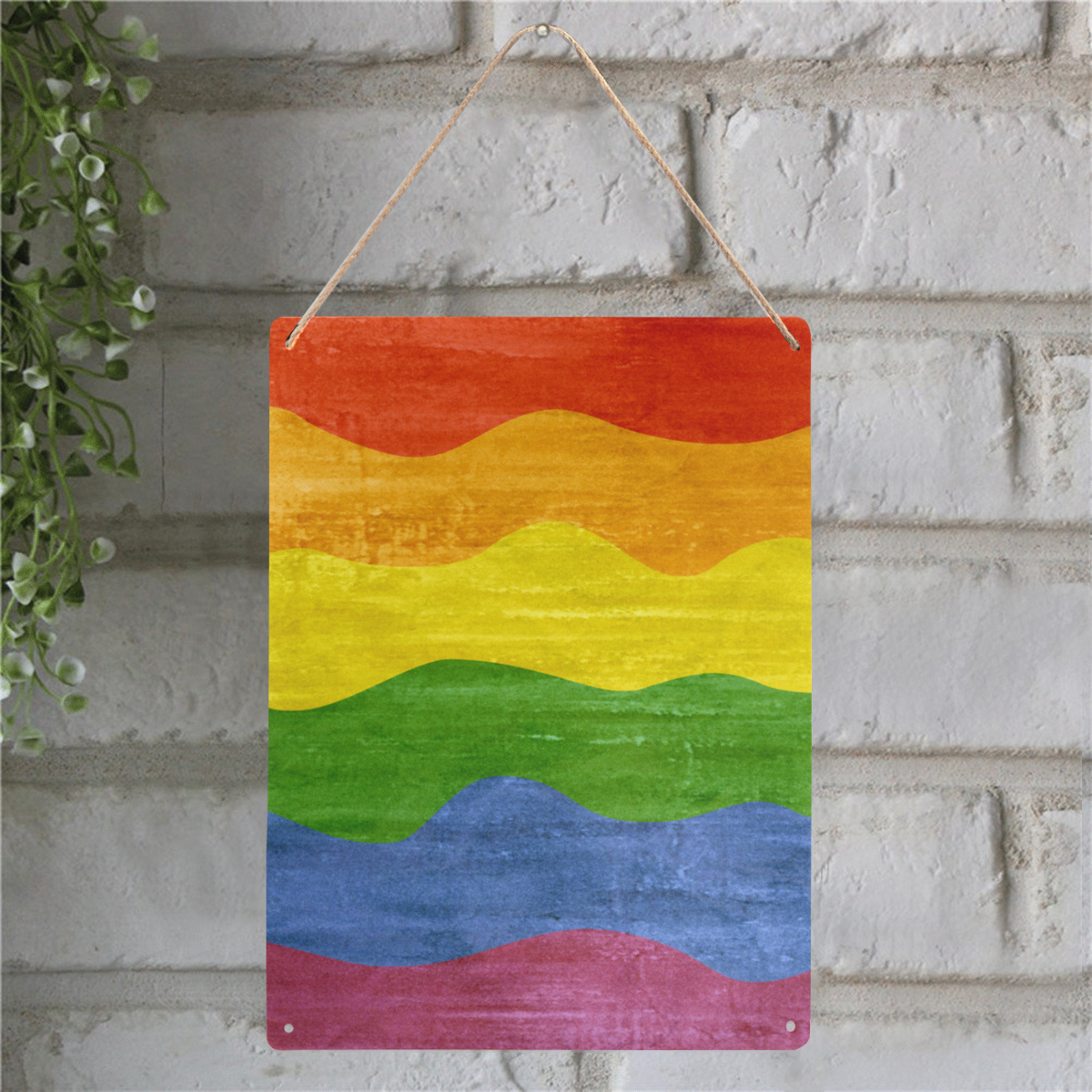 Gay Pride - Rainbow Flag Waves Stripes 3 Metal Tin Sign 12"x16"