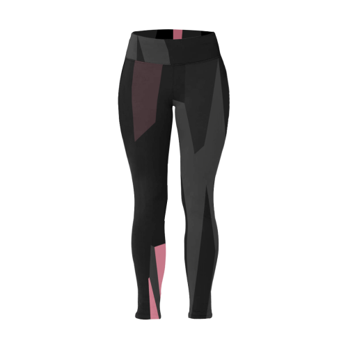 Pink Black and Gray Women's Plus Size High Waist Leggings (Model L44)