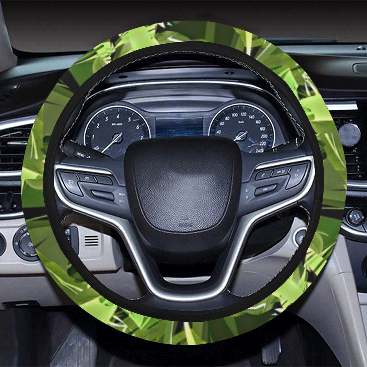 Tropical Jungle Leaves Camouflage Steering Wheel Cover with Elastic Edge