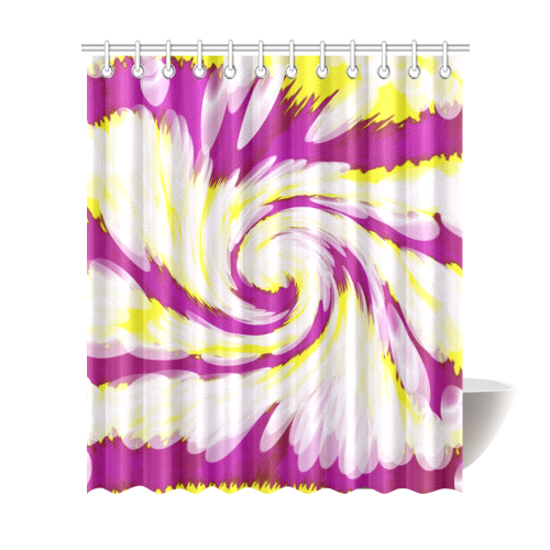 Pink Yellow Tie Dye Swirl Abstract Shower Curtain 72"x84"