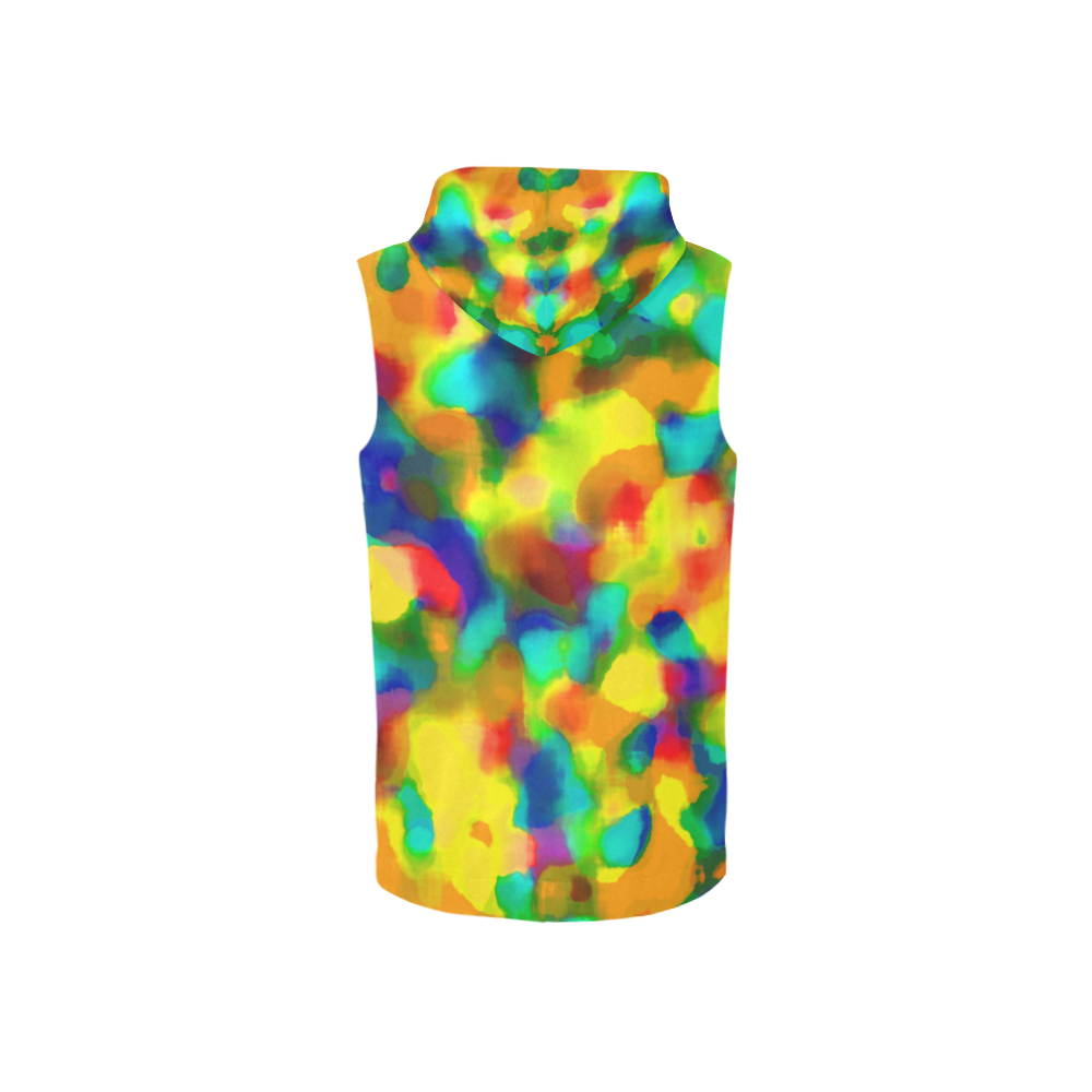 Colorful watercolors texture All Over Print Sleeveless Zip Up Hoodie for Women (Model H16)