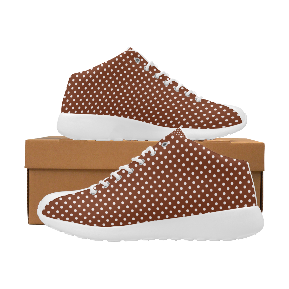 Brown polka dots Women's Basketball Training Shoes/Large Size (Model 47502)